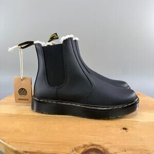 Dr. Martens Dorrian FL Womens Size 6 Fur Lined Chelsea Boots Black Leather NEW